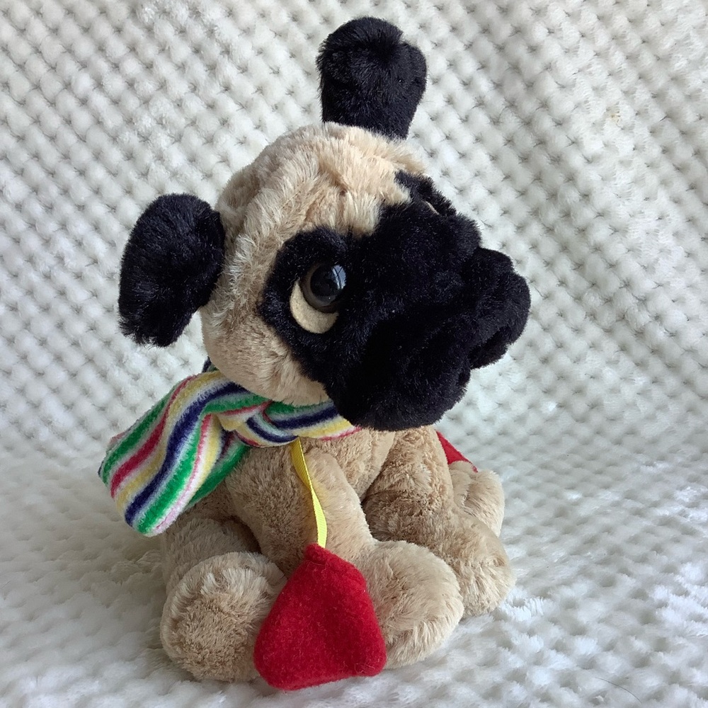 Hudson Bay Exclusive Animal Adventure Plush Pug Puppy Dog Stuffed Toy w Scarf